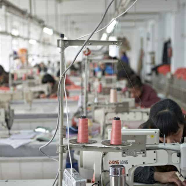 Behind the scenes at garment factory workshop